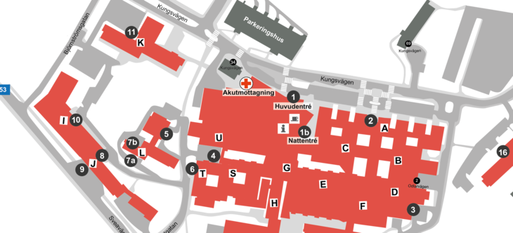 Kartritning för när akutmottagningen flyttar 27 januari 2026.